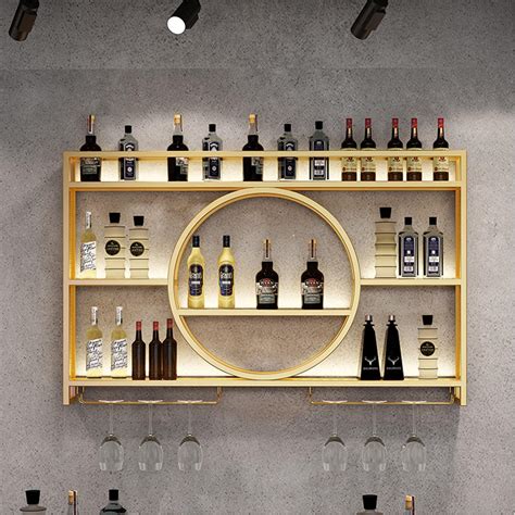 Amazon.com: Metal Wine Rack Bar Shelves Wall Mounted Kitchen Storage ...