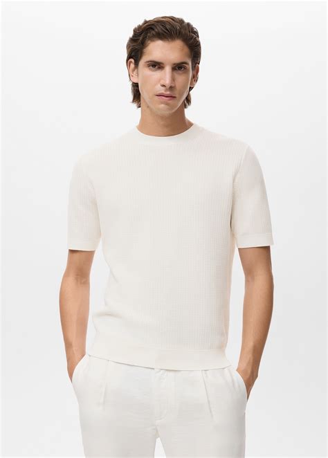 100% cotton knitted t-shirt - Men | MANGO USA
