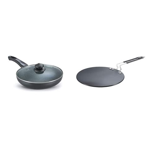 Buy Prestige Aluminium Omega Deluxe Granite Fry Pan with Lid, 26 cm ...