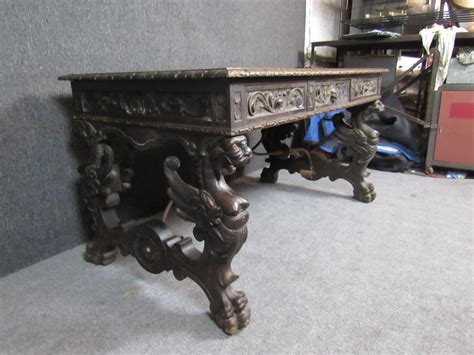 Antique Spanish Renaissance Claw Foot Desk For Sale at 1stDibs