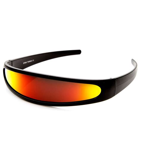 Buy Futuristic Narrow Cyclops Color Mirrored Lens Visor Sunglasses ...