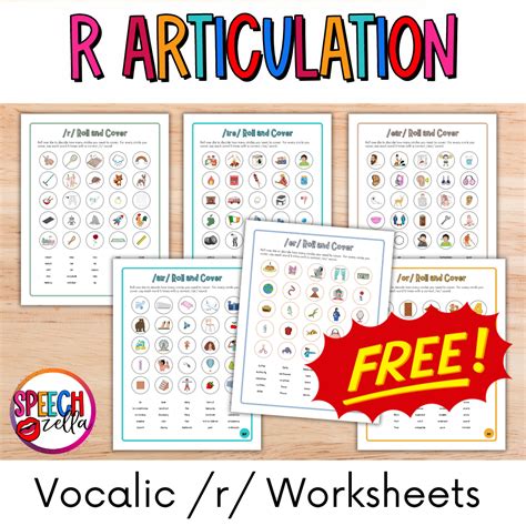 Free Vocalic r Worksheets for Articulation Therapy - Speechzella
