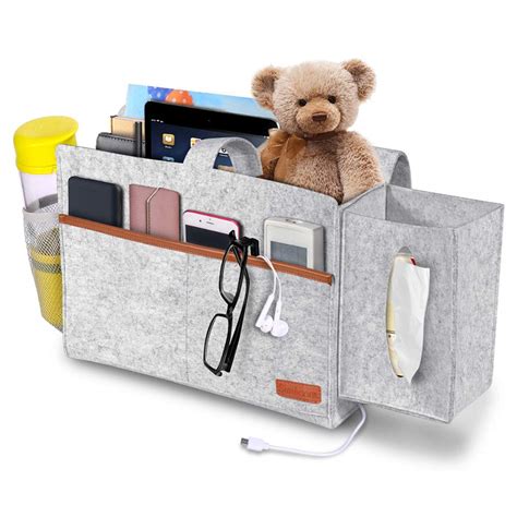 SIMBOOM Bedside Organizer, Felt Bed Storage Caddy with Tissue Box and ...