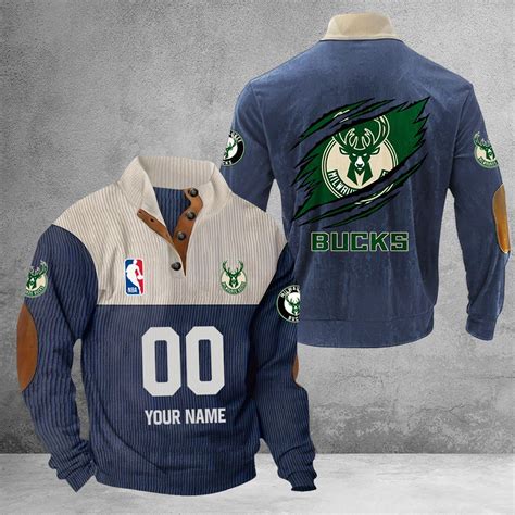 Milwaukee Bucks Sport Buttoned Collar SweatShirt – Nousty
