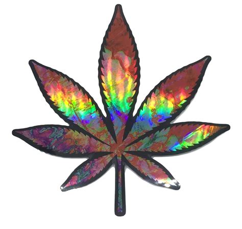 Pot Leaf Sticker Decal Hologram Psychedelic 420 Weed Cannabis Marijuana ...