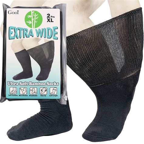 Gooi Bamboo Extra Wide Diabetic Socks for Swollen Feet,2 Pairs XL Size ...