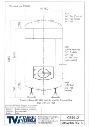 6540 Litre / 1440 Gallon / 40 Barrel Vertical Stainless Steel Storage ...
