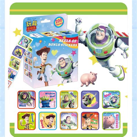 200 Pcs Roll Toy Story Sticker, 1-1/2 Inch Self Adhesive Label Cartoon ...