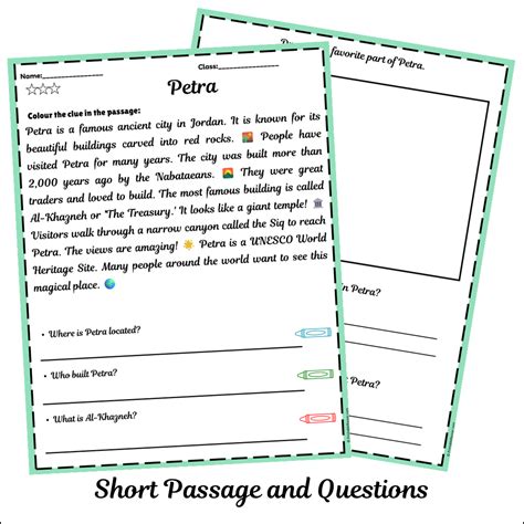 Petra | Short Reading Comprehension Creative Worksheet – PrintableBazaar