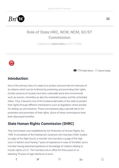 Role of State HRC, NCW, NCM, SC ST Commission - Black n' White J ...