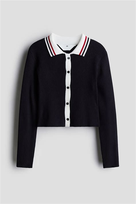 Rib-knit cardigan - Navy blue - Kids | H&M IN