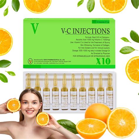 V-C skin whitening Injection 1000 mg 10 Ampoules of 5 ml | Healthcarebeauty