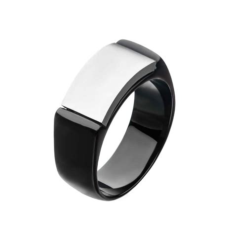 Buy Men's Stainless Steel Matte Finish Engravable Signet Ring Online ...