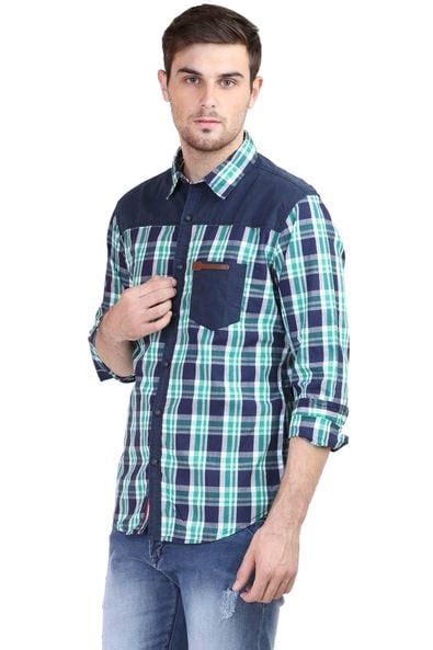 Buy Navy Blue WITH Checked Shirt | AJIO
