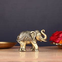 Buy Brass Superfine Elephant Miniature Showpiece 4" - Budhshiv.com