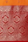 Buy Orange Brocade, Silk Zari V-neck Amber Woven Banarasi Saree Set For ...