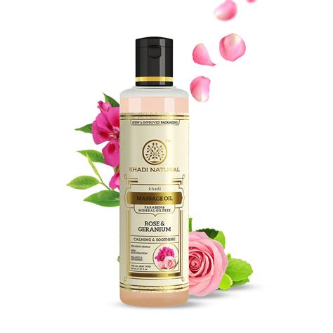 Khadi Natural Ayurvedic Rose Geranium Massage Oil 210ml|Calm senses ...