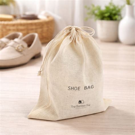 Reusable Natural Fabric Shoe Bag – Travel & Storage Pouch – The Bamboo Bae