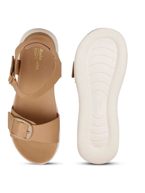 Bata Comfit Women Beige Velcro Strap Wedge Heel Sandal | Bata Comfit