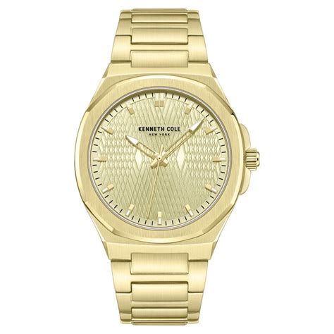 Buy Online Kenneth Cole Quartz Analog Golden Dial Stainless Steel Strap ...