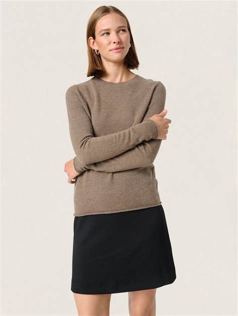 Soaked In Luxury Molina Pure Wool Jumper, Coffee Quartz, XL