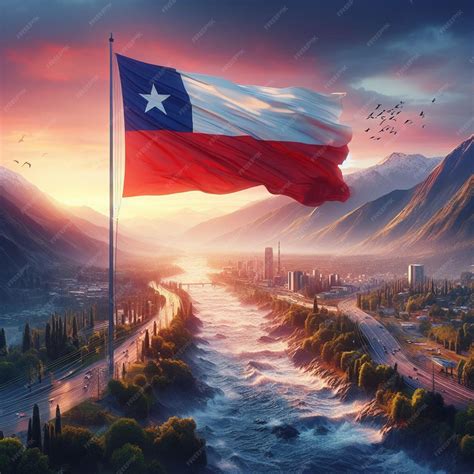 Premium Photo | Realistic Chile Flag waving on sky