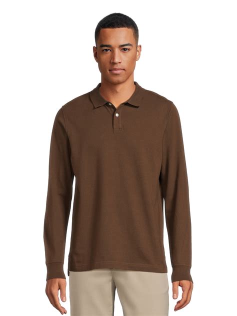 George men's Long Sleeve Pique Polo Shirt - Fit - Walmart.com