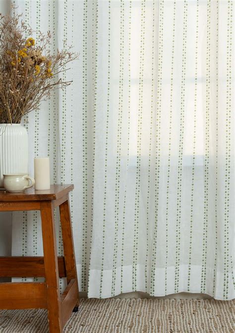 Sitara geometric 100% cotton sheer curtain for living room - Light ...