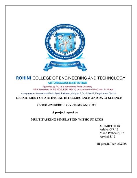 B.Tech Project Report: Multitasking Simulation Without RTOS - Studocu