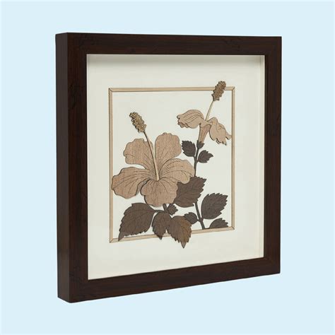 The Bombay Store Jaswand Flower Wood Art Frame 10 in x 10 in