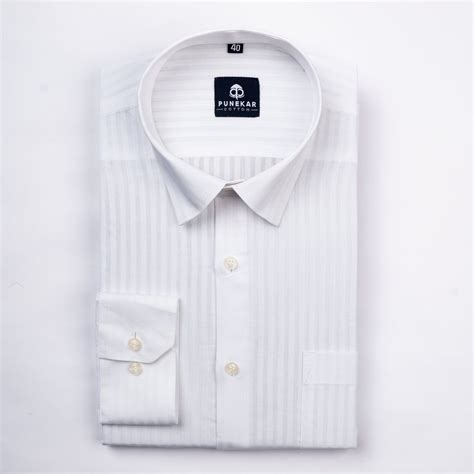 White Color vertical Cotton stripe Shirt For Men – Punekar Cotton
