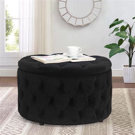 Woodilla Velvet Ottoman with Hidden Storage: Style and Functionality in ...