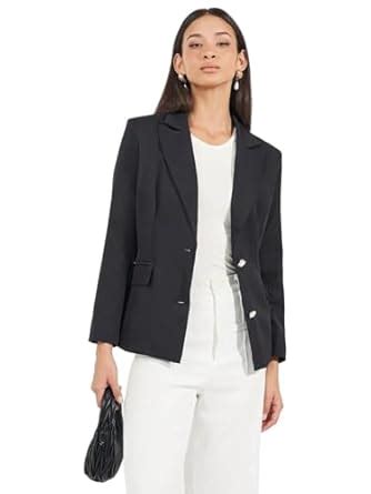 Buy Women Regular Fit Longline Single Breasted Blazer Black at Amazon.in