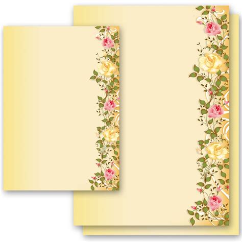 Stationery Paper Flowers motif | Roses Tendrils Flowers & Petals | Pa