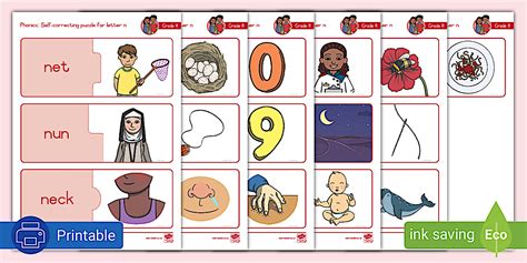 Grade R Phonics: Self-correcting Puzzles Letter n - Twinkl