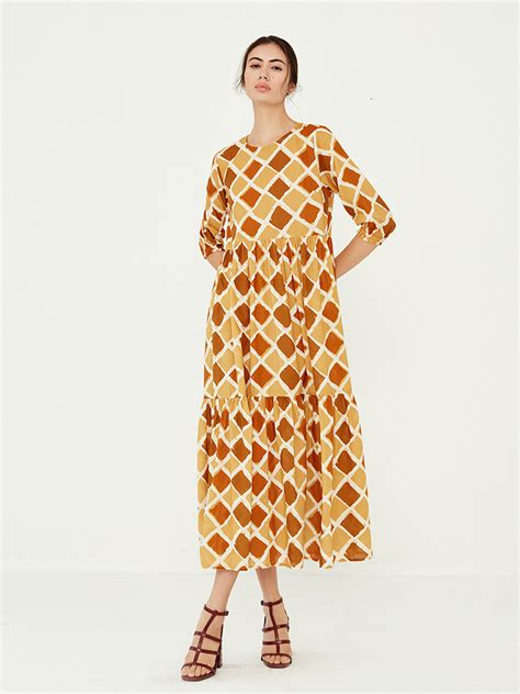 Buy Geometric Printed Tiered Dress | Latest Dresses for Women Online ...