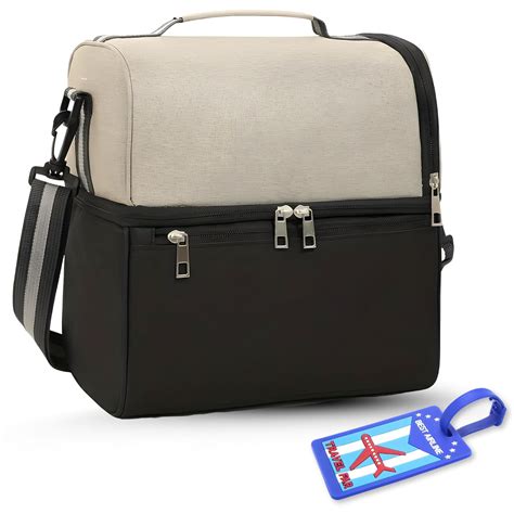OCEANEVO 2 Compartment Insulated Lunch Bag with Luggage Tag, Tiffin Bag ...