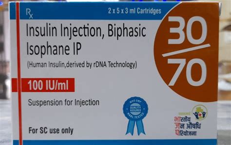 Biphasic Isophane Insulin Injection 100iu/ml, 30:70,3ml cartridge , 1 ...