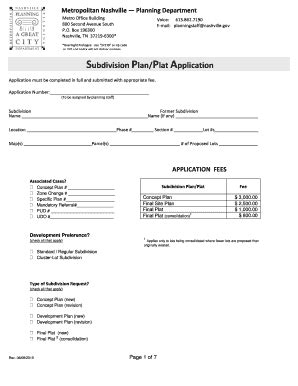 Fillable Online Subdivision Plan/Plat Application Fax Email Print ...