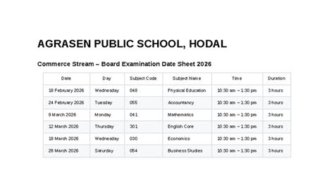 Board Date Sheet - This is for my school project - Date Day Subject ...