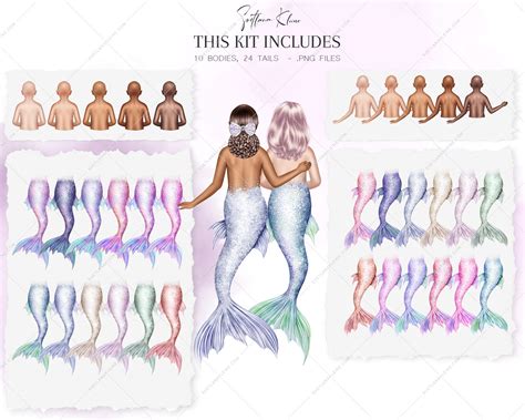 Mermaids Clip Art, Mermaids Friends Clipart, Little Girl - Svetlana Kleine
