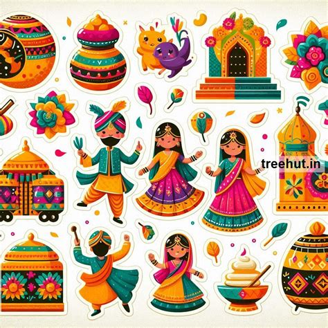 Cute Printable Garba Dance Stickers and 95 Craft Ideas with Garba Dance ...