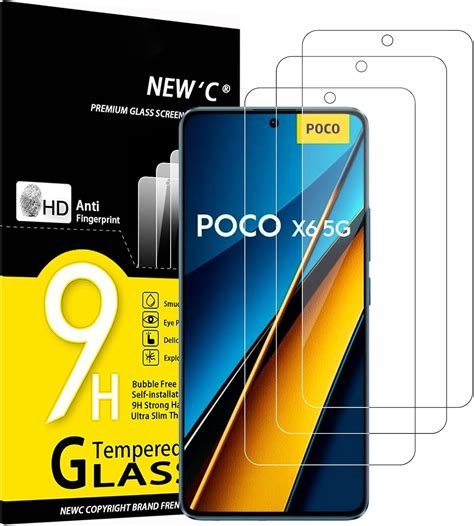 NEW'C 3 Pack Designed for Xiaomi Poco X6 5G, X6 Pro 5G Screen Protector Tempered Glass,Case ...
