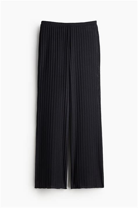 Rib-knit trousers - Nearly black - Ladies | H&M IN