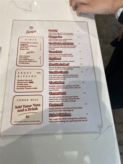 Menu at Sloppy Joe's Deli restaurant, Melbourne, 2/190 Queen St