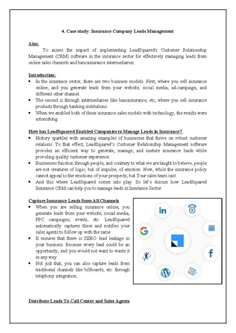 4. Case Study: CRM Impact on Insurance Leads Management (C313.3) - Studocu