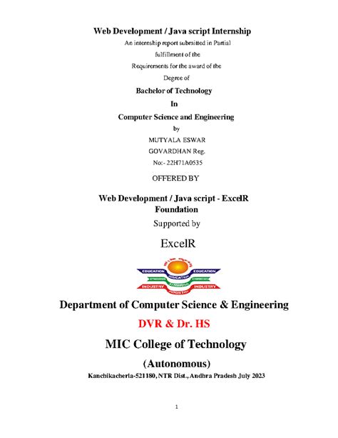 Final Report aws - Web Development / Java script Internship An ...