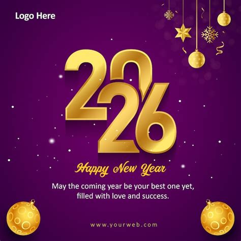 Happy new year 2026 greetings template post design | Premium Vector