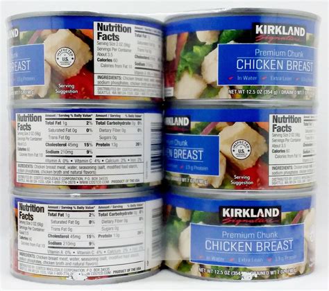 6 CANS Kirkland Signature Premium Chunk CHICKEN BREAST In Water Net Wt ...