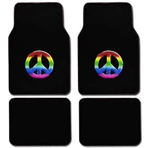 BDK Peace Sign Design Carpet Floor Mats for Car SUV - 4 Piece Set, Pink ...